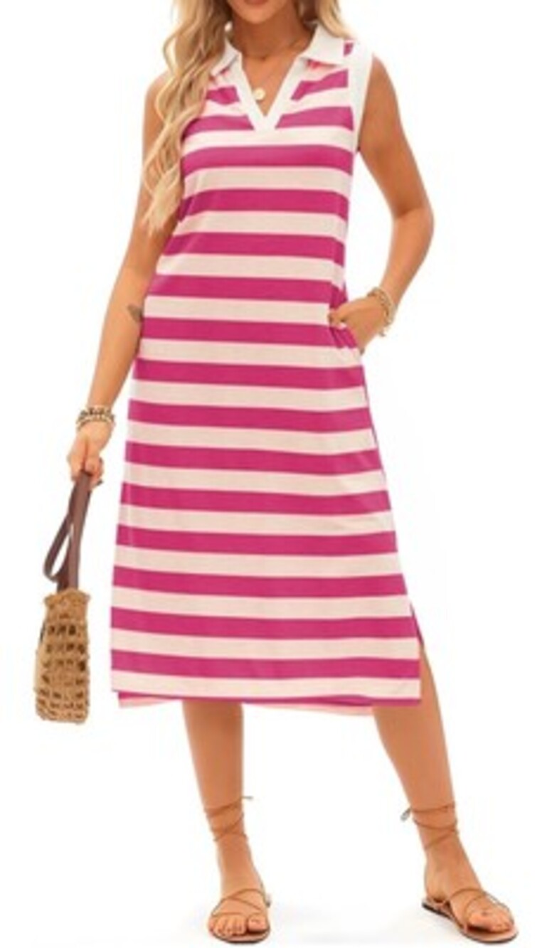 AlvaQ Womens Summer Dresses 2025 V Neck Sleeveless Casual-SIZE XL